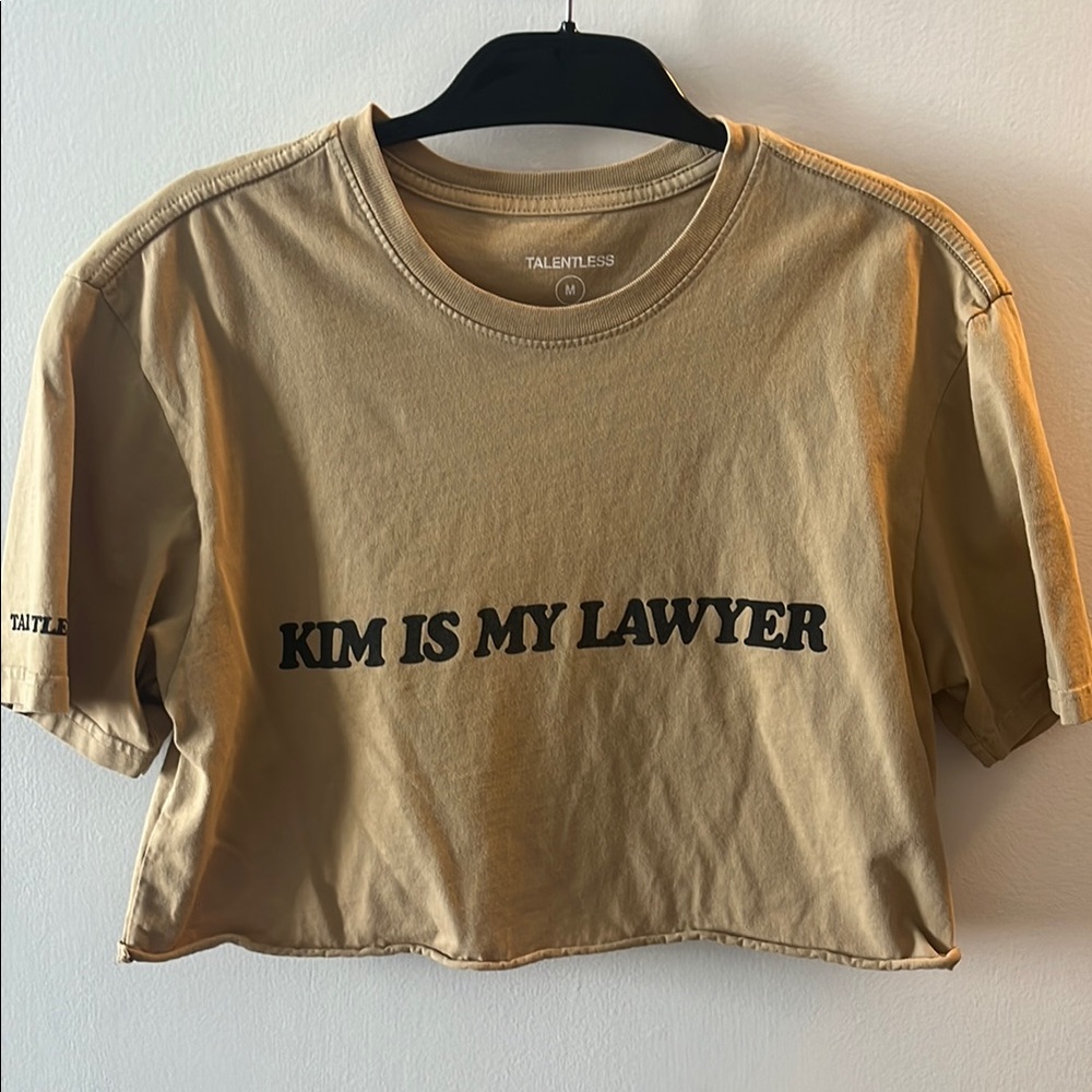 TALENTLESS Beige Graphic Crop Top